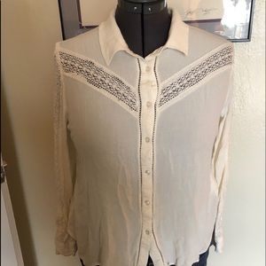 Idllywind lace embellished L/S button shirt XL
